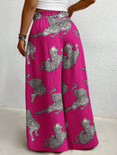 Calça Feminina de Pernas Largas com Cintura Elástica- Noely. Plus Size