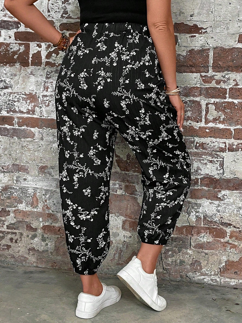Calça Jogger feminina com Cintura Elástica e Bolsos. Plus Size
