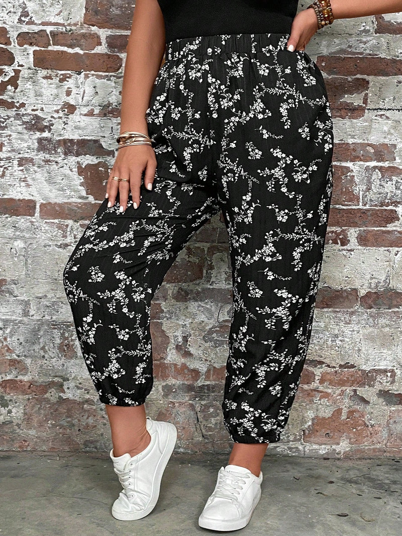 Calça Jogger feminina com Cintura Elástica e Bolsos. Plus Size