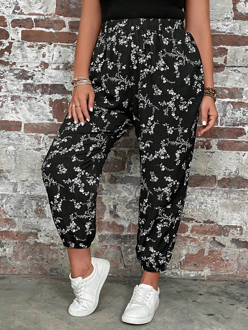 Calça Jogger feminina com Cintura Elástica e Bolsos. Plus Size