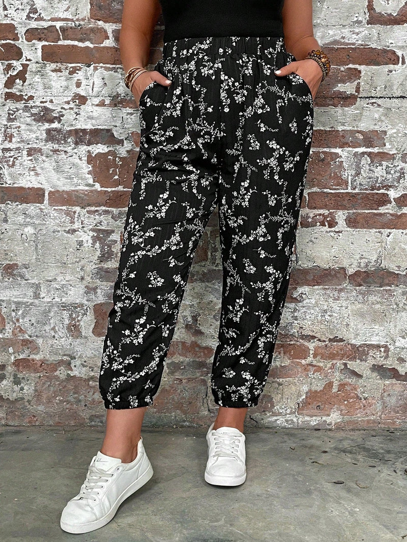 Calça Jogger feminina com Cintura Elástica e Bolsos. Plus Size