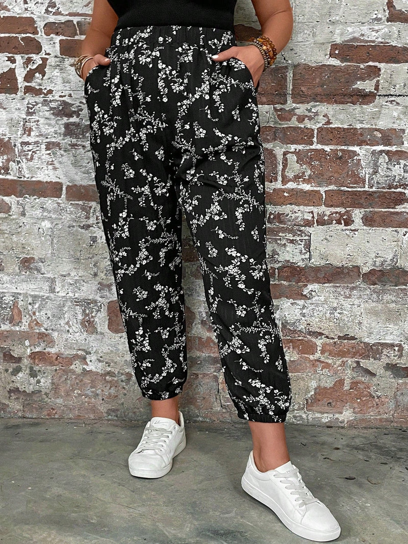 Calça Jogger feminina com Cintura Elástica e Bolsos. Plus Size