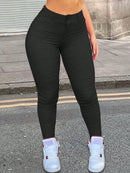 Calça Skinny Feminina de Cintura Alta com Bolso e Zíper - Melanie. Plus Size