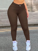 Calça Skinny Feminina de Cintura Alta com Bolso e Zíper - Melanie. Plus Size