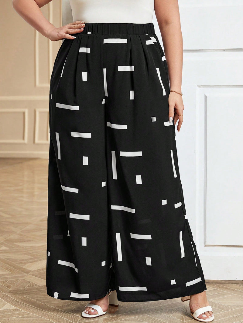 Calça feminina De Perna Larga Dayse. Plus Size