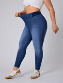 Calça jeans Feminina de Malha Cintura em V - Belle. Plus Size