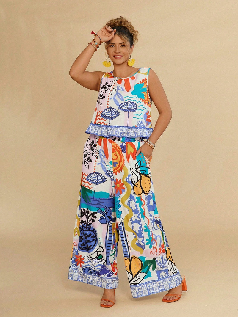 Conjunto Feminino Casual de Praia Zélia. Plus Size