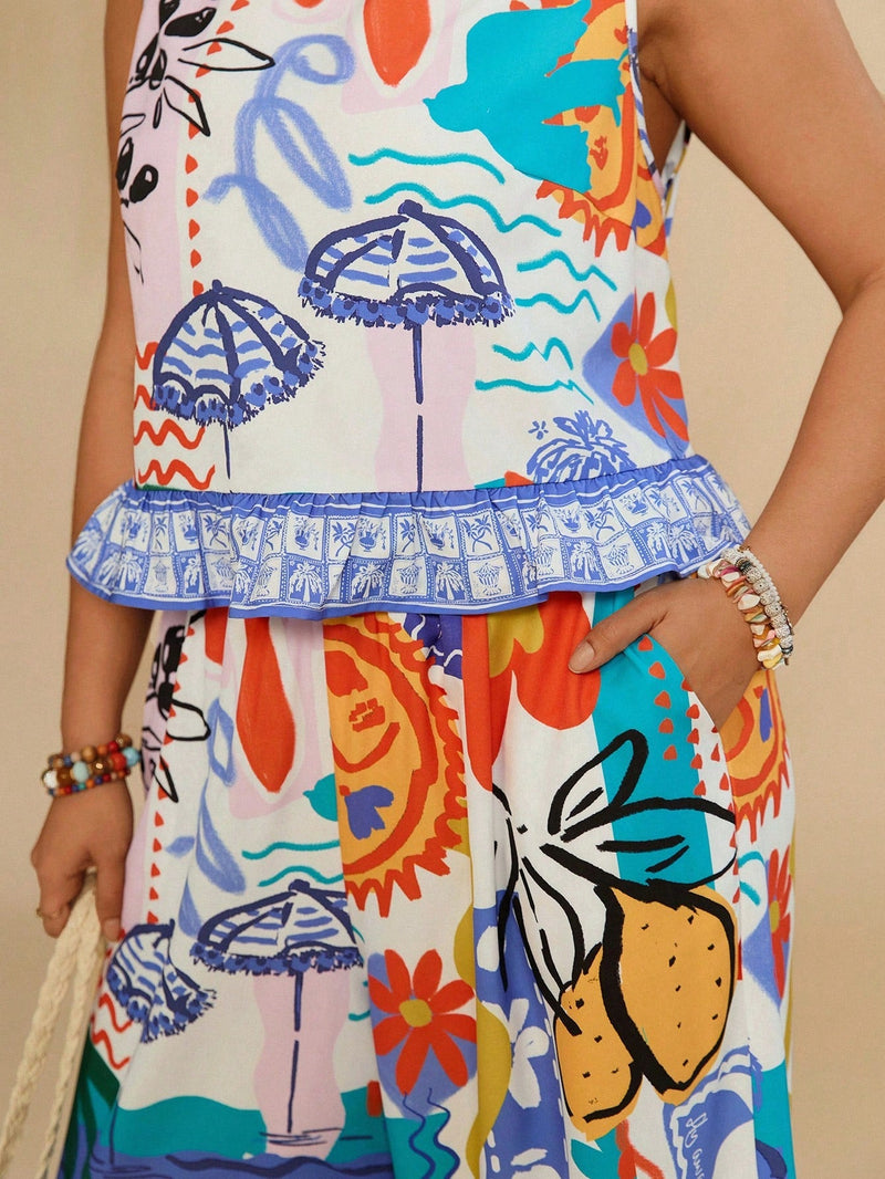 Conjunto Feminino Casual de Praia Zélia. Plus Size