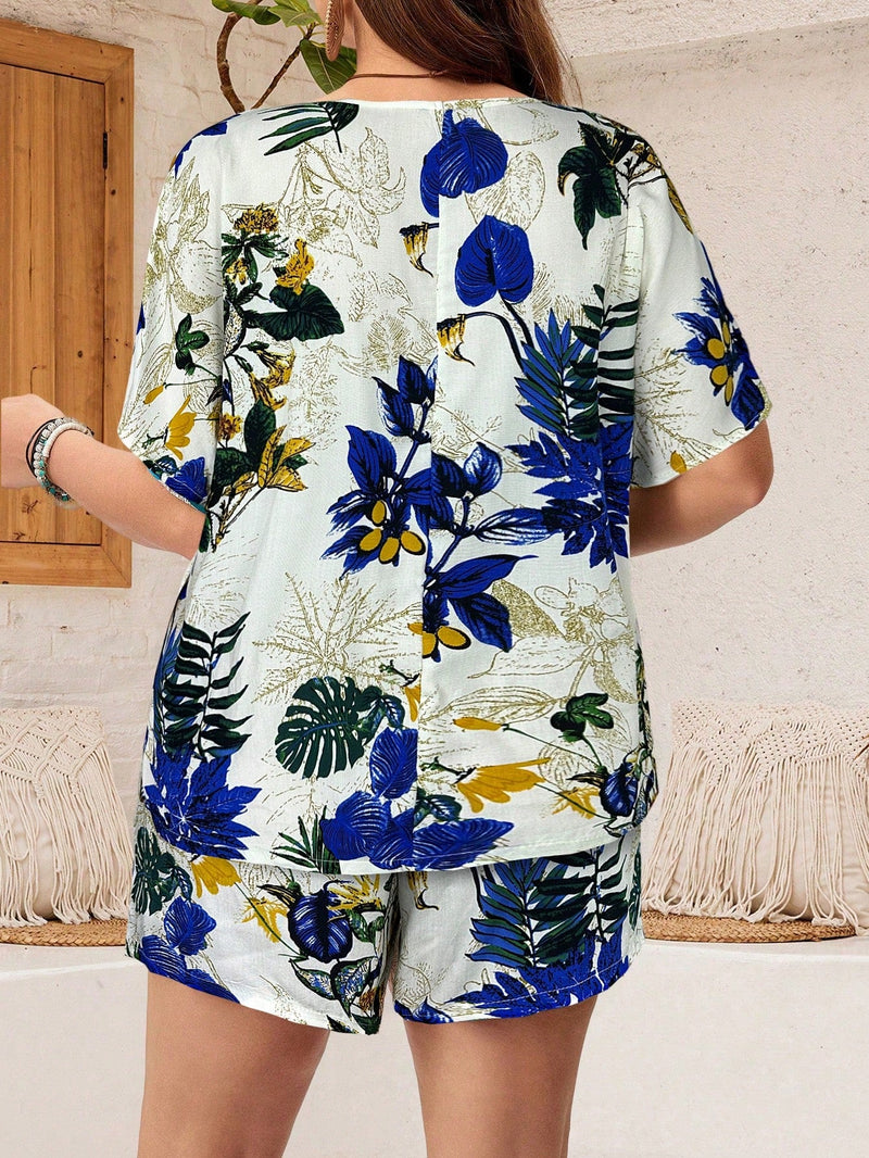 Conjunto Feminino de Camisa e Shorts Solto - Mika. Plus Size