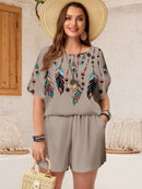 Conjunto Feminino de Camisa e Shorts Solto - Mika. Plus Size