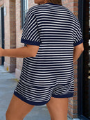 Conjunto Feminino de manga curta com gola redonda - Yana. Plus Size