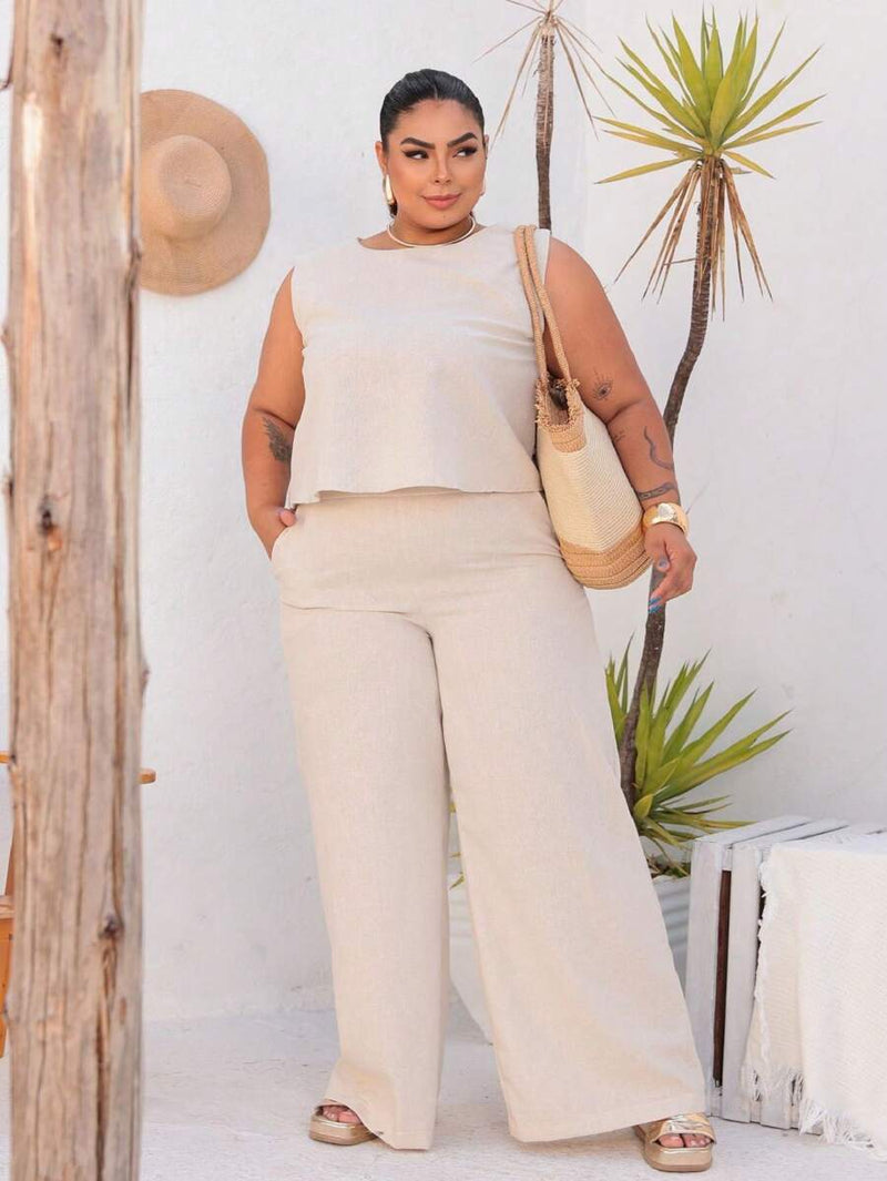 Conjunto Feminino Alfaiataria Calça Pantalona - Layane. Plus Size