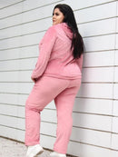 Conjunto Feminino aveludado com Capuz Alice. Plus Size