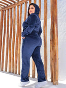 Conjunto Feminino aveludado com Capuz Alice. Plus Size