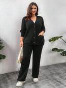 Conjunto Feminino Suéter de Malha Grossa e Calça Reta - Manuela. Plus Size