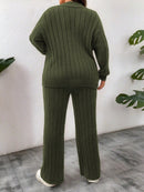 Conjunto Feminino Suéter de Malha Grossa e Calça Reta - Manuela. Plus Size