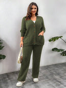 Conjunto Feminino Suéter de Malha Grossa e Calça Reta - Manuela. Plus Size