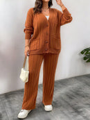 Conjunto Feminino Suéter de Malha Grossa e Calça Reta - Manuela. Plus Size