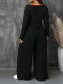 Conjunto Feminino Top Slim   Calça Perna Larga - Franciele. Plus Size