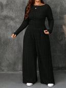 Conjunto Feminino Top Slim   Calça Perna Larga - Franciele. Plus Size