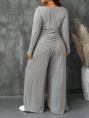 Conjunto Feminino Top Slim   Calça Perna Larga - Franciele. Plus Size