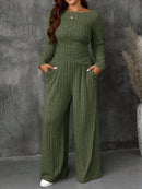 Conjunto Feminino Top Slim   Calça Perna Larga - Franciele. Plus Size