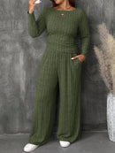 Conjunto Feminino Top Slim   Calça Perna Larga - Franciele. Plus Size