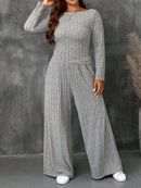 Conjunto Feminino Top Slim   Calça Perna Larga - Franciele. Plus Size