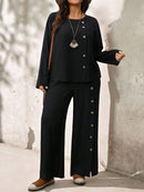 Conjunto Feminino com Blusa de Manga Longa e Calça Ayla. Plus Size