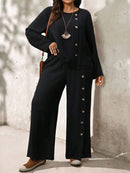 Conjunto Feminino com Blusa de Manga Longa e Calça Ayla. Plus Size