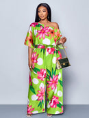 Conjunto Feminino com Decote Assimétrico e Estampa Completa - Monique. Plus Size