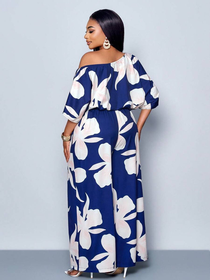 Conjunto Feminino com Decote Assimétrico e Estampa Completa - Monique. Plus Size