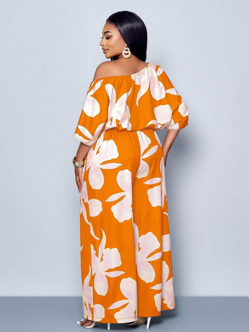 Conjunto Feminino com Decote Assimétrico e Estampa Completa - Monique. Plus Size