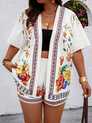 Conjunto Feminino de Kimono e Short com Bolsos - Vitória. Plus Size