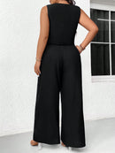 Conjunto Feminino de Regata e Calça Perna Larga Leda. Plus Size