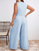 Conjunto Feminino de Regata e Calça Perna Larga Leda. Plus Size