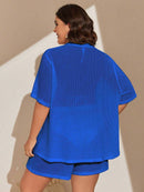 Conjunto de 2 Peças Feminino de Praia com Modelagem Solta e Shorts de Cobertura - Dália. Plus Size