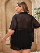 Conjunto de 2 Peças Feminino de Praia com Modelagem Solta e Shorts de Cobertura - Dália. Plus Size