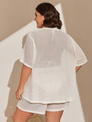 Conjunto de 2 Peças Feminino de Praia com Modelagem Solta e Shorts de Cobertura - Dália. Plus Size