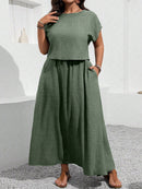 Conjunto feminino, Blusa e saia com decoração de bolso Rosana. Plus Size