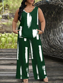 Conjunto feminino de manga curta e calça comprida Juny. Plus Size