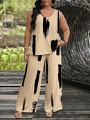 Conjunto feminino de manga curta e calça comprida Juny. Plus Size