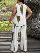 Conjunto feminino de manga curta e calça comprida Juny. Plus Size