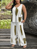 Conjunto feminino de manga curta e calça comprida Juny. Plus Size