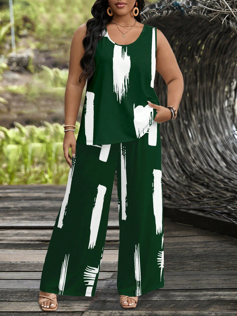 Conjunto feminino de manga curta e calça comprida Juny. Plus Size