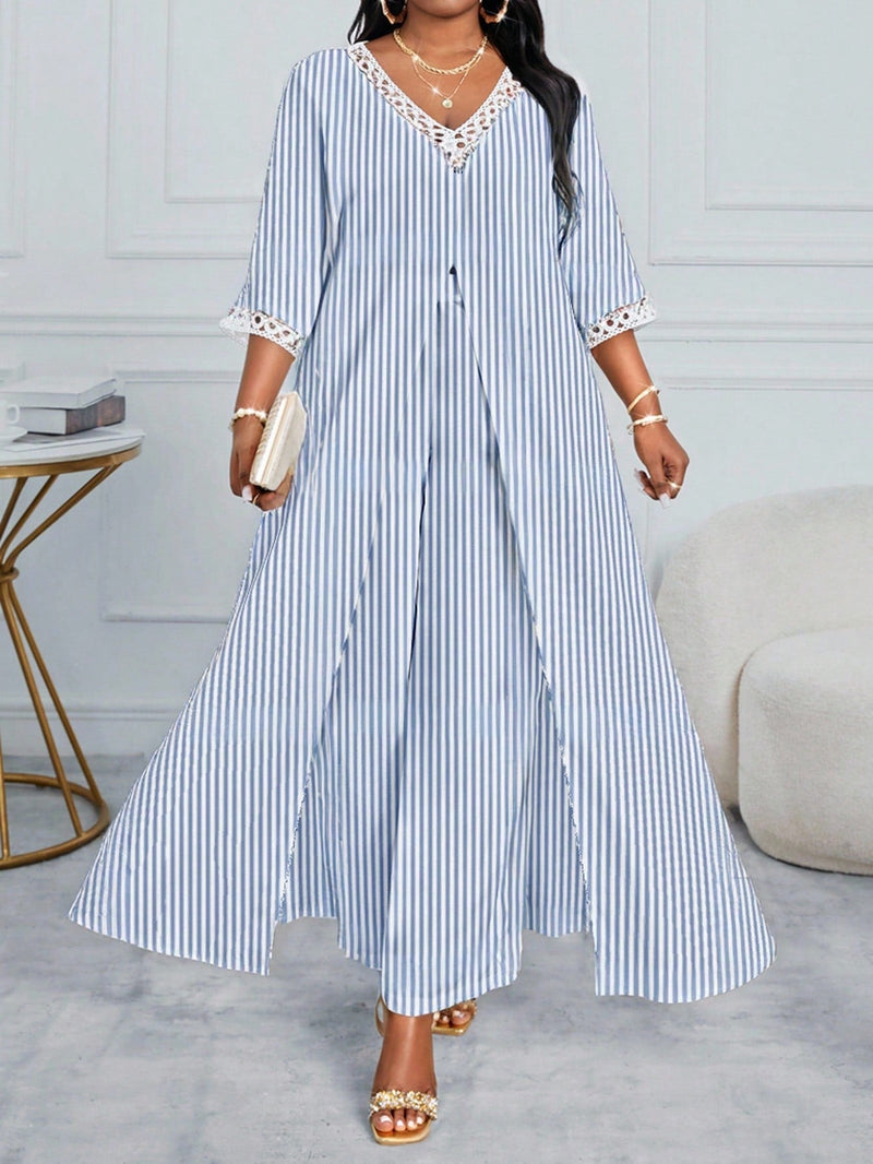 Conjunto feminino elegante com detalhe tipo Tricô  Heloísa. Plus Size