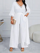 Conjunto feminino elegante com detalhe tipo Tricô  Heloísa. Plus Size