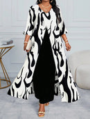 Conjunto feminino elegante com detalhe tipo Tricô  Heloísa. Plus Size