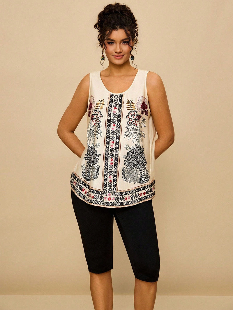 Conjunto feminino estampado Fabi. Plus Size