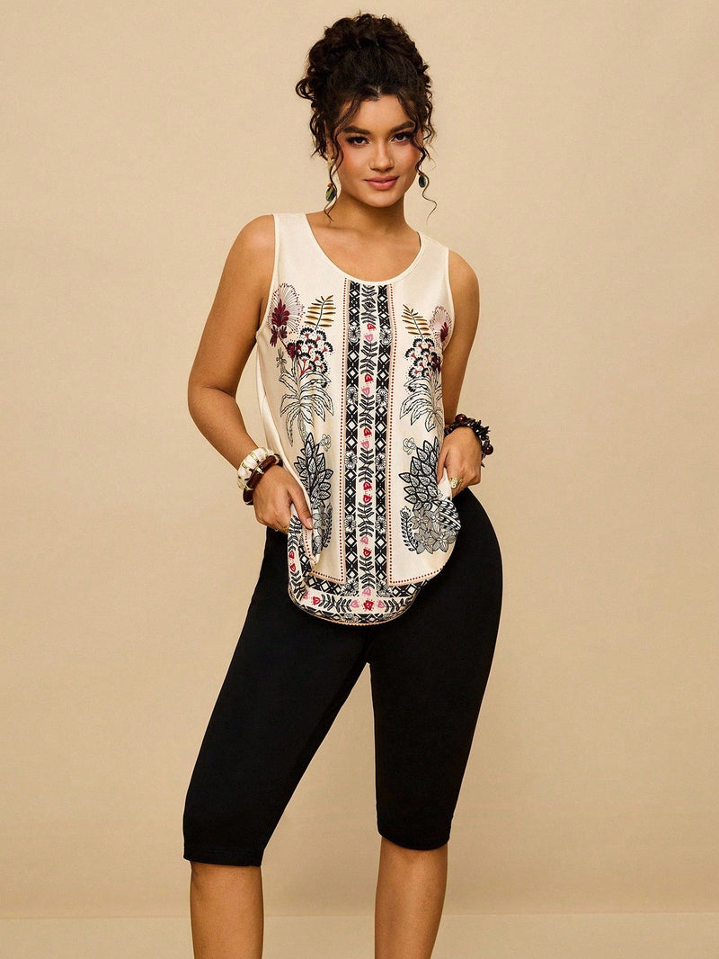 Conjunto feminino estampado Fabi. Plus Size